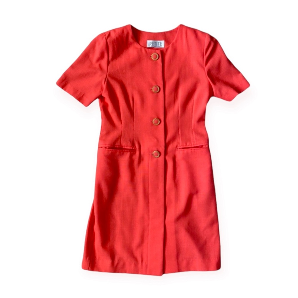 Vintage 80s / 90s Pink Button Up Dress W/ Short Sleeves - size women's small S